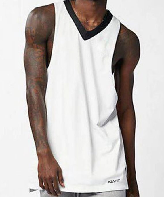 Casual White V Neck Cozy Cotton Mens Tank Sleeveless