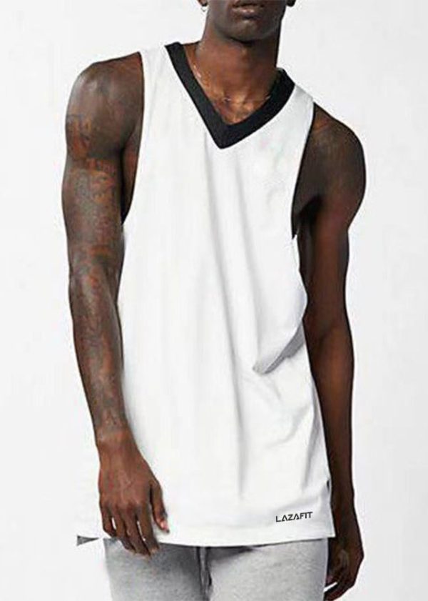 Casual White V Neck Cozy Cotton Mens Tank Sleeveless