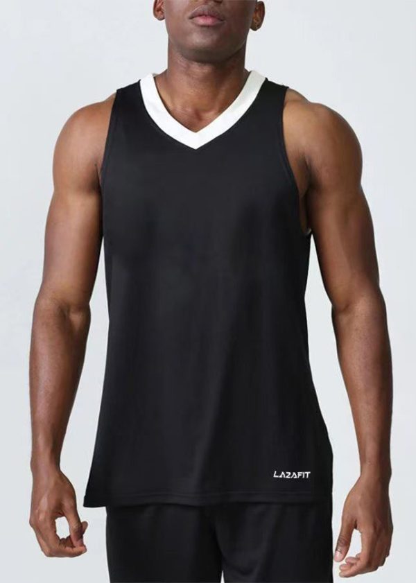 Casual White V Neck Cozy Cotton Mens Tank Sleeveless - Image 2
