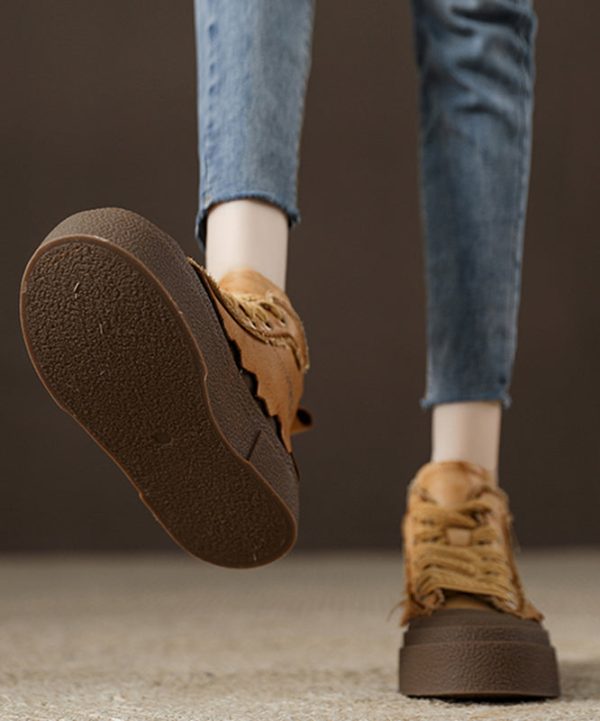 Casual Yellow Splicing Platform Flats Shoes - Image 2