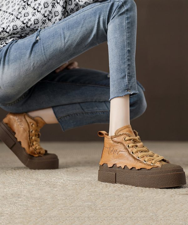Casual Yellow Splicing Platform Flats Shoes - Image 4