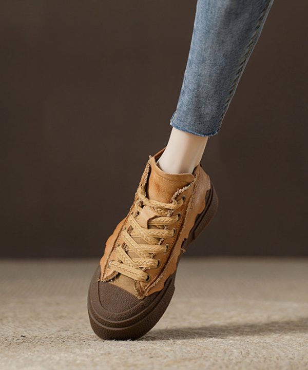 Casual Yellow Splicing Platform Flats Shoes - Image 5