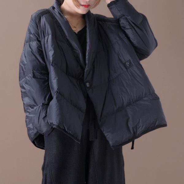 Casual oversize down jacket Winter overcoat black stand collar thick duck down coat - Image 3
