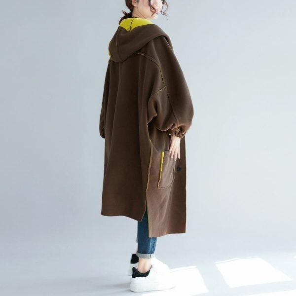 Casual yellow women parka trendy plus size hooded two ways to wearwinter jacket Elegant low high design winter coats - Image 4