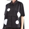 Chic Black Dot Short Sleeve Cotton Shirts