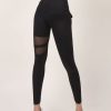 Chic Black High Waist Mesh Panel Cotton Leggings Yoga Pants