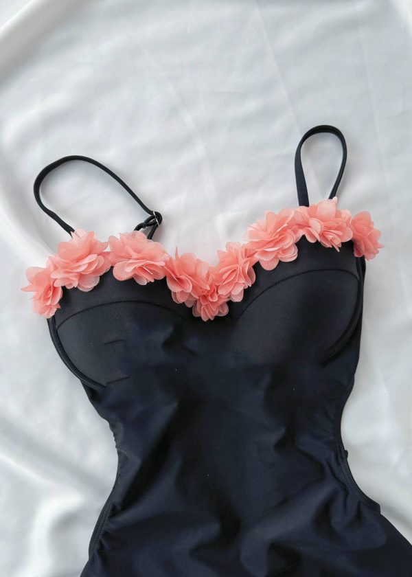Chic Black Ruffled Tulle Patchwork Hollow Out Bodysuit - Image 4