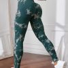 Chic Blackish Green Butt Scrunch Nylon Capri Tie Dye Gym Shark Leggings