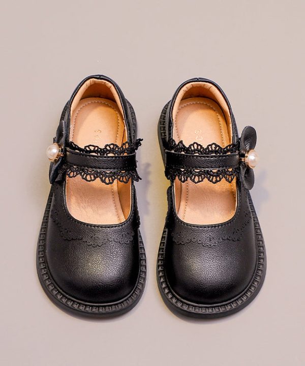 Chic Buckle Strap Kids Girls Loafers Beige Faux Leather - Image 5