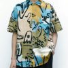 Chic Button Print Patchwork Cotton Men Shirts Summer