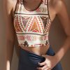 Chic Colorblock O-Neck Print Sports Bra