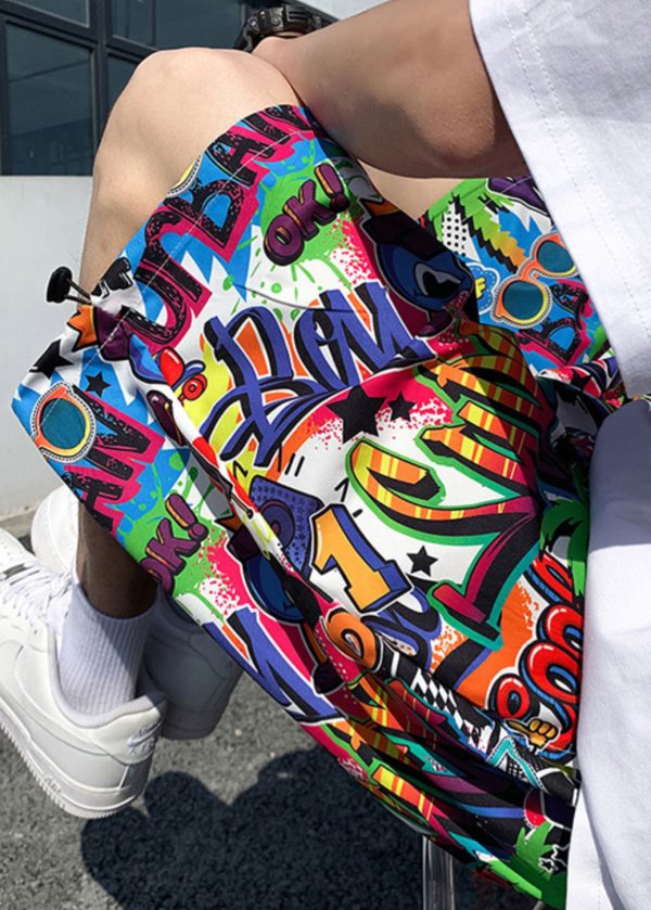 Chic Colorblock Print Pockets Cotton Summer Men Beach Shorts - Image 4