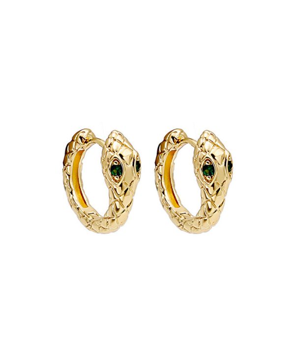 Chic Gold Serpentine Metal Copper Hoop Earrings - Image 5