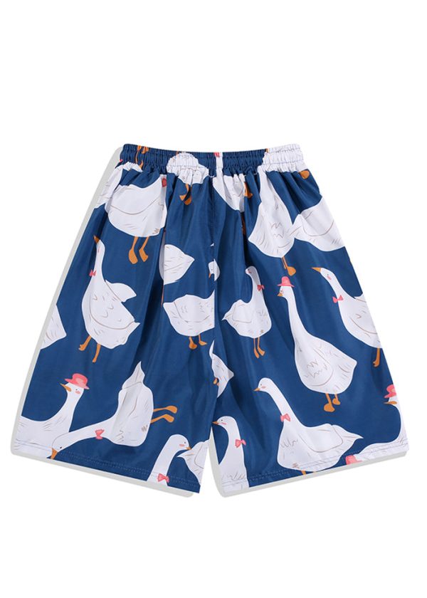 Chic Navy Print Elastic Waist Cotton Mens Pajamas Shorts Summer - Image 4