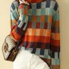 Chic Plaid Turtleneck Cozy Knit Sweaters Spring