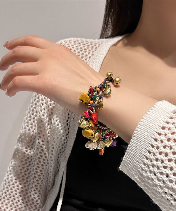 Chic Rainbow Woven Beading Tassel Charm Bracelet - Image 2