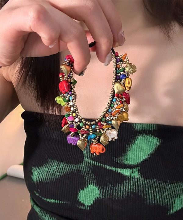 Chic Rainbow Woven Beading Tassel Charm Bracelet - Image 3