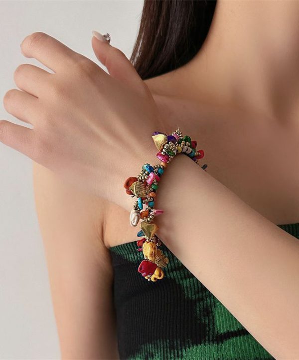 Chic Rainbow Woven Beading Tassel Charm Bracelet - Image 4