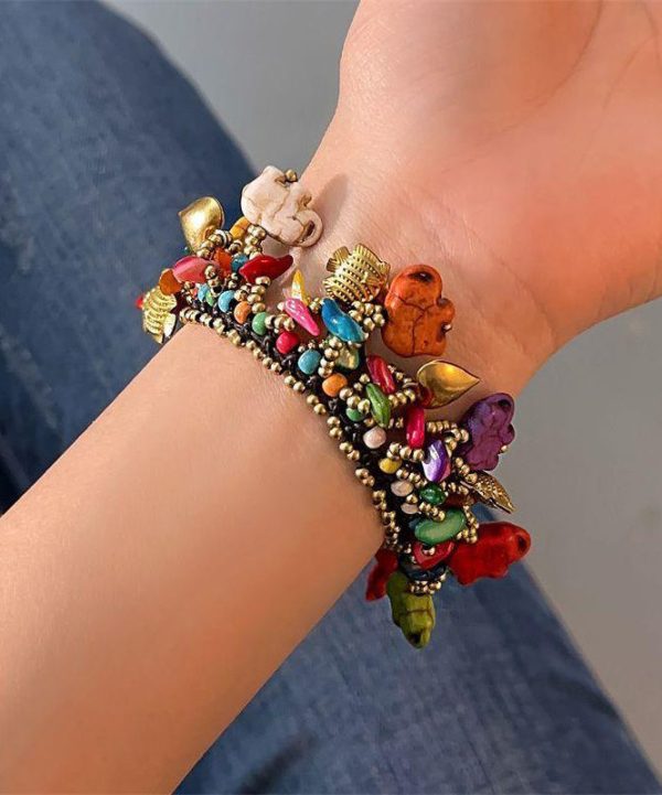 Chic Rainbow Woven Beading Tassel Charm Bracelet - Image 5