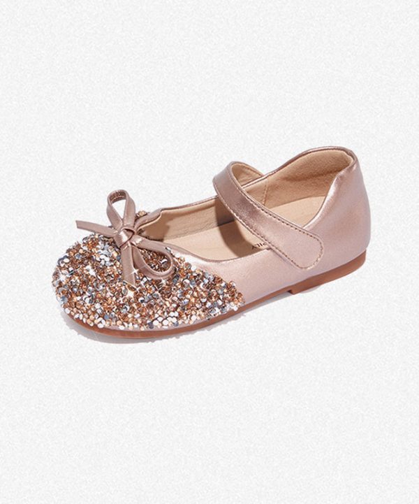 Chic Silvery Bow Buckle Strap Girls Flat Feet Shoes - Image 2