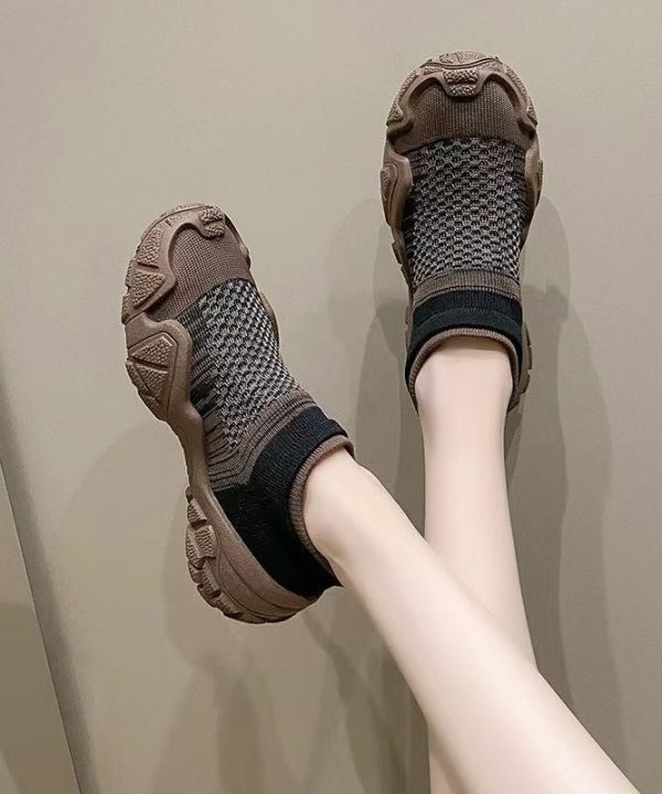 Chic Splicing Breathable Platform Beige Sport Shoes - Image 2