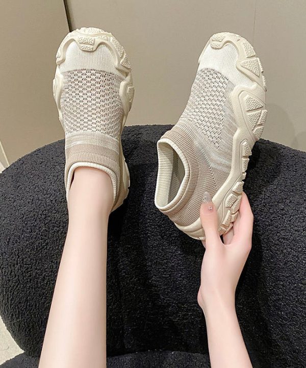 Chic Splicing Breathable Platform Beige Sport Shoes - Image 4