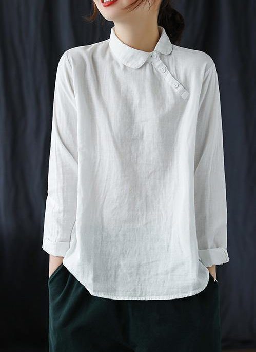Chic White Clothes Lapel Button Down Spring Blouses