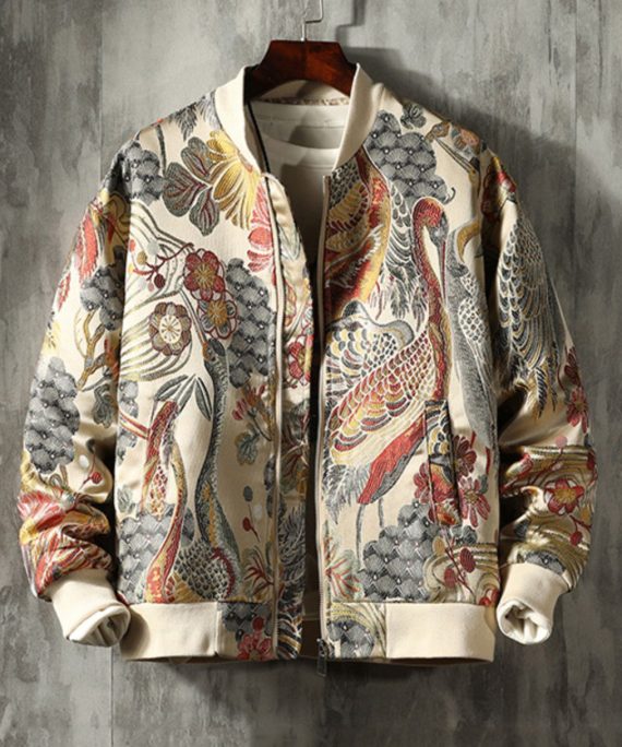 Chic Yellow Zippered Zip Up Pockets Cotton Men Coat Spring