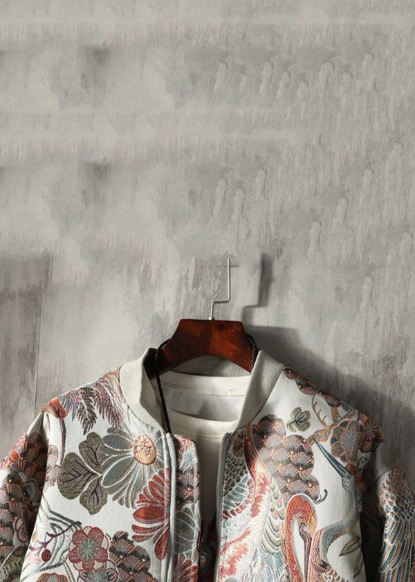Chic Yellow Zippered Zip Up Pockets Cotton Men Coat Spring - Image 4