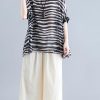 Chic black striped shirts women o neck Batwing Sleeve box shirts