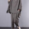 Chic pattern stylish Cotton Linen gray Plaid Vintage Blouse And Pants