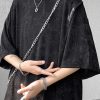 Chinese Style Black Jacquard Ice Silk Oversized T Shirt Men Summer
