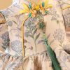 Chinese Style Embroideried Wrinkled Tassel Kids Maxi Dress Summer