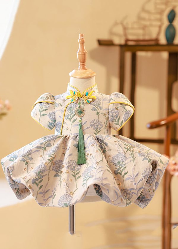 Chinese Style Embroideried Wrinkled Tassel Kids Maxi Dress Summer - Image 2