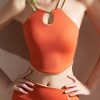 Chinese Style Orange Patchwork Bra Crop Top