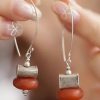 Chinese Style Orange Sterling Silver Beeswax Small Persimmon Cakes Drop Earrings