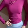 Chinese Style Purple High Neck Spring Yoga Tops