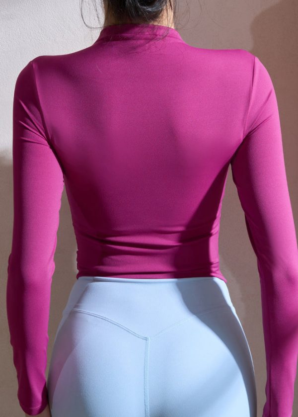 Chinese Style Purple High Neck Spring Yoga Tops - Image 4