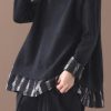 Chunky black sweater tops false two pieces oversized o neck knitted blouse