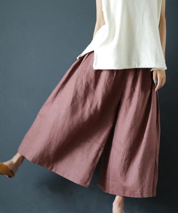 Chunxin original design cotton and linen wide-leg pants