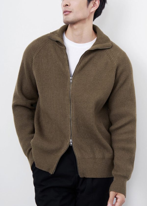 Classy Black Zip Up Cozy Solid Knit Men Coat Spring - Image 5