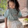 Classy Blue O-Neck Patchwork Kids Top Summer