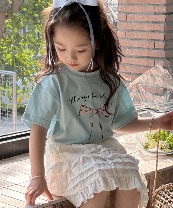 Classy Blue O-Neck Patchwork Kids Top Summer
