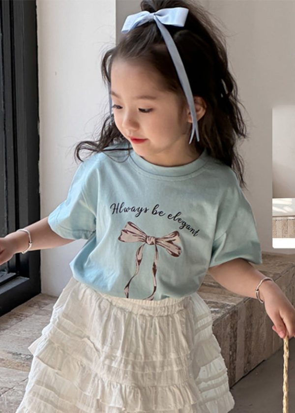 Classy Blue O-Neck Patchwork Kids Top Summer - Image 5