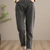 Classy Denim Black Pants Spring Elastic Waist Photography Wild Trousers