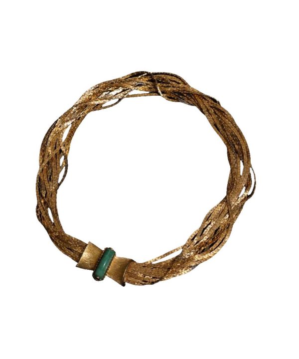 Classy Gold Layered Weave Jade Collar Necklace - Image 5