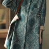 Classy Green Plaid Shirts Women Lapel Pockets Baggy Spring Tops