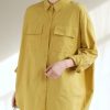 Classy Lapel Pockets Spring Top Silhouette Wardrobes Yellow Shirts