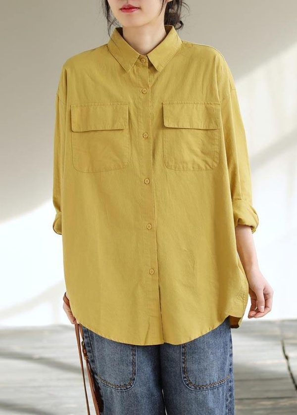 Classy Lapel Pockets Spring Top Silhouette Wardrobes Yellow Shirts - Image 2