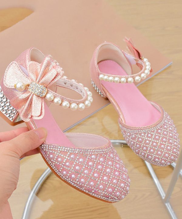 Classy White Pearl Zircon Buckle Strap Kids Sandals - Image 4